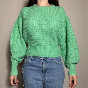 Zara Puffy Sleeve Green Sweater Size XL